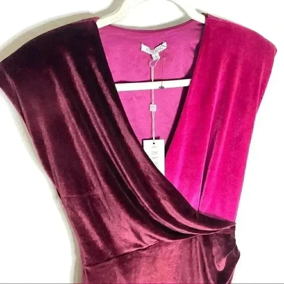 Ronny Kobo Carol Two Tone Colorblock Velvet Dress Size Large - Picture 8 of 9